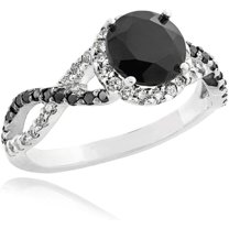 Divine_creation 2.60 Ct Round Cut Black Diamond Engagement Wedding Thanksgiving Christmas Halo Ring 14K White Gold Plated 925 Sterling Silver For Women's -6.5