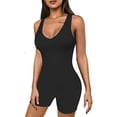 thumbnail image 5 of Women's Sexy One Piece Bodysuit Sleeveless Solid Color V Neck Bodycon Tank Top Short Rompers Jumpsuit, 5 of 5
