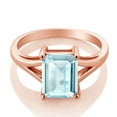 thumbnail image 2 of Gem Stone King 18K Rose Gold Plated Silver Sky Blue Topaz Solitaire Engagement Ring for Women (2.66 Cttw, Emerald Cut 9X7MM, Gemstone November Birthstone, Size 6), 2 of 4