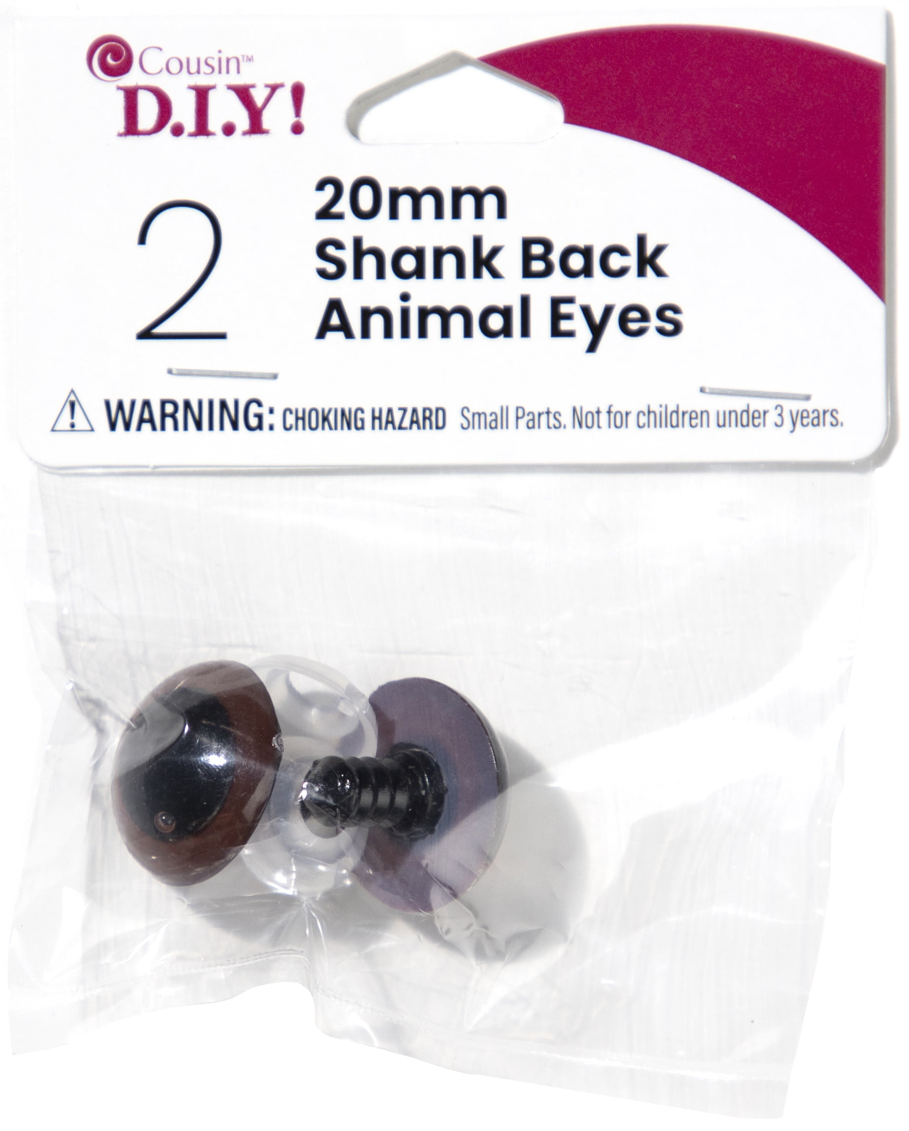Shank Back Animal Eyes 20mm 2/Pkg-Brown