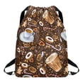 thumbnail image 1 of Xoenoiee Coffee Print Drawstring Backpack with Zipper Pocket for Men Women, Adjustable Waterproof Gym Bag String Bag Sackpack Daypack for Sport Yoga Camping, 1 of 8