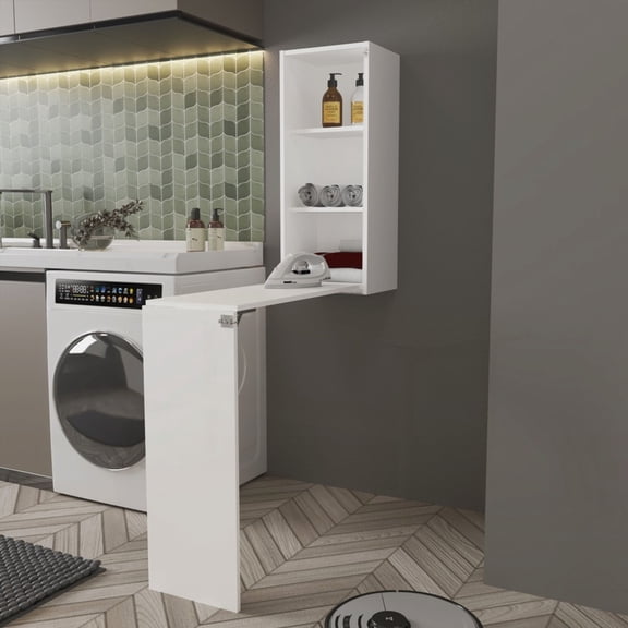 Wall-mounted Brier Ironing Board in White, Easy Mounting