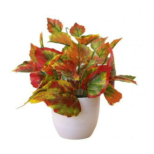 Langgg Artificial Potted Plant Leaf Simulation Leaves Home Office Desktop Greenery Decoration, Plant Type 11