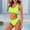 Swimsuit Women Two Piece-Green, variant on Swimsuit Women Plus Size Summer Sexy Solid Color Backless Two-Piece Wave Pattern Bikini Set Orange XXL