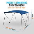 thumbnail image 2 of SereneLife 3 Bow Bimini Top Boat Cover 72'' x 79-84'' x 46'', Durable 1" Aluminum Frame, Waterproof & UV-Resistant, Easy Install with Front Straps, Rear Support Arms & Free Storage Boot Blue, 2 of 7