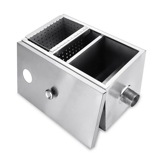 Stainless Steel 8LB Grease Trap Interceptor Oil Water Separator For Restaurant Kitchen Waste Water Treatment Tools ,Easy to Install