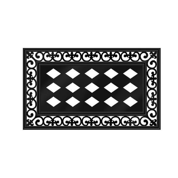 0.25In Scroll Black Sassafras Mat Tray, Rubber, Fleur Decorative Mat Frame 43Bm003