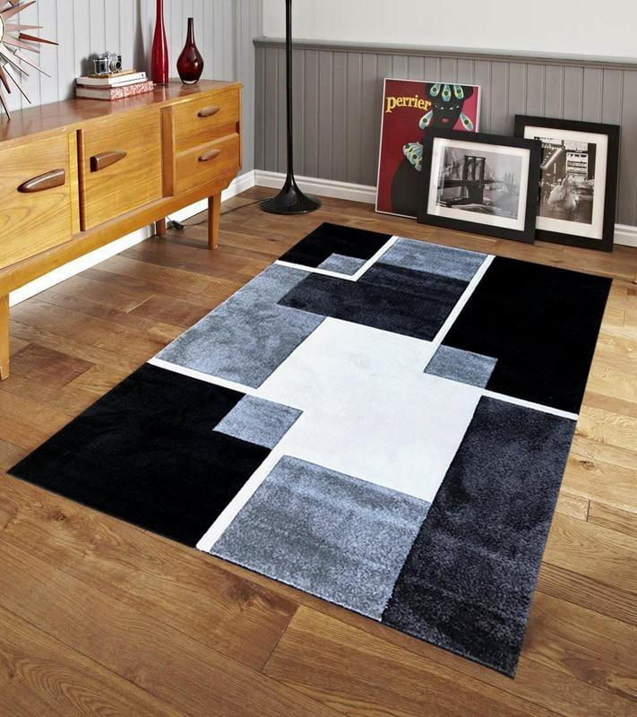 Renzo Collection Easy Clean Stain and Fade Resistant Luxury Black Area ...