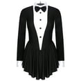 thumbnail image 4 of TiaoBug Women's Tuxedo Waitress Bodysuit Dress Cosplay Costume Long Sleeve Dress Dancewear Black XL, 4 of 7