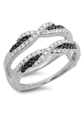 Ring Enhancers Product Image 0 50 Carat Ctw 14k Gold Black White Diamond Las Swirl Wedding Enhancer Guard