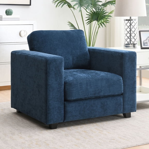 QianYueLUX 39" Oversized Accent Chair, Chenille Fabric Upholstered Armchair Comfy with 350lb Weight Capacity & 7-inch Thick Seat – The Perfect Reading Chair for Living Room, Bedroom, Office (Blue)