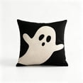 thumbnail image 3 of Halloween Throw Pillow Cover, Ghost Pumpkin Witch Print, Linen Cushion Case, 18x18 Set, Hidden Zipper, Spooky Decor for Sofa Couch by MPOISVA, 3 of 8