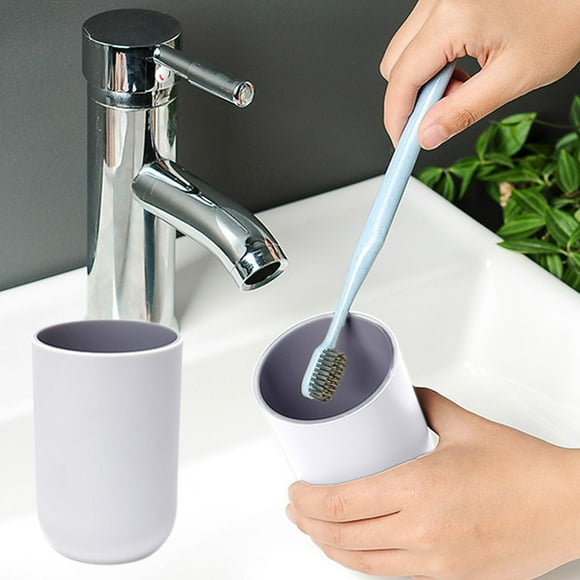 Birdeem Toothbrush Cup with Holder,Double Layer Bathroom Organizing Cup,Plastic Mouthwash Cup for Adults,Easy To Clean Large Capacity Denture Rinsing Cup for Daily Oral Care,Home & Dormitory