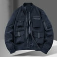 thumbnail image 3 of IYTR Men's Jacket Multi Pocket Zipper Up Lightweight Windbreaker Outdoor Sport Coat Spring Fall Wear Black Large Dark Blue XXXXL, 3 of 6