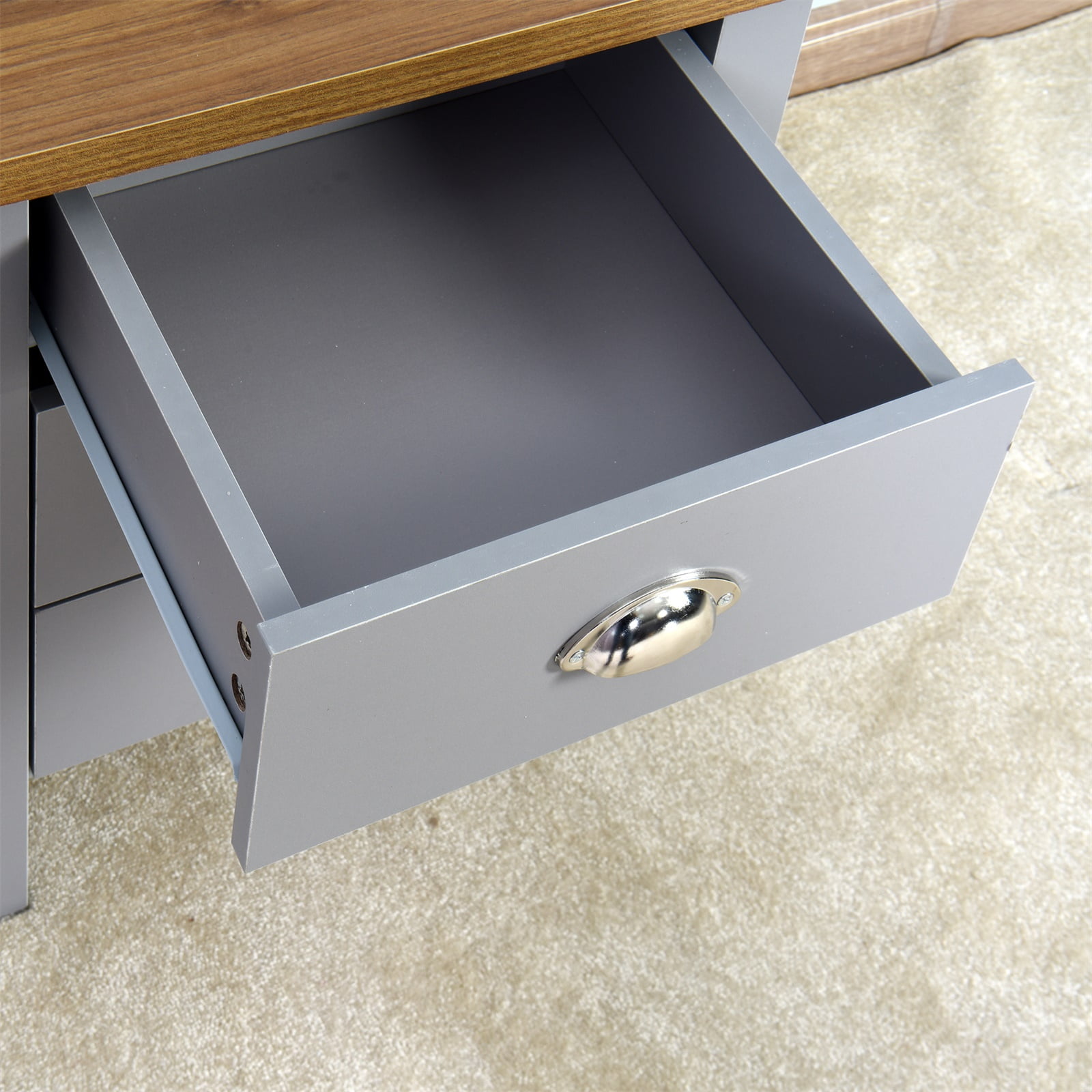 3-Drawer Nightstands & Bedside Tables, Modern Storage Cabinet for Bedroom, Grey
