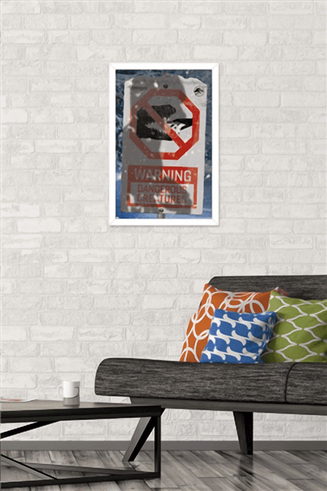 Jurassic World: Dominion - Warning Sign Logo Wall Poster, 14.725" x 22.375" Framed