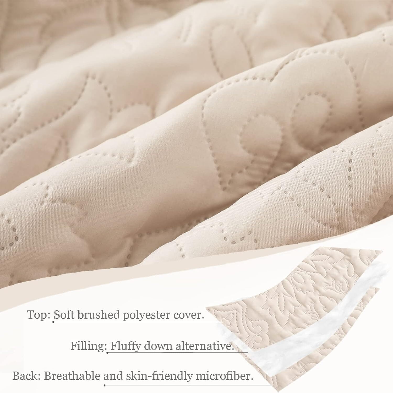 Whale Flotilla 3-Piece King Quilt Set, Soft Embossed Bedding Set, Lightweight Bedspread Coverlet with Damask Vintage Pattern, Reversible Bed Cover for All Seasons, Brich Beige