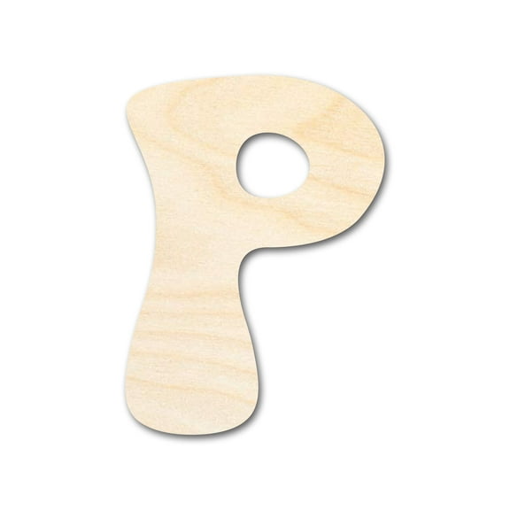Unfinished Wood Groovy P Font Shape 18" / 1/2"