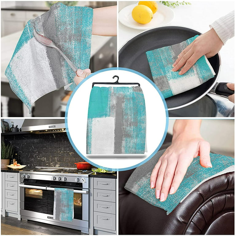 Kitchen Towels Abstract Paint Art Graffiti Lattice Tea Towel Microfiber  Absorbent Washable Cyan Teal Turquoise Gray Soft Hand Dish Towel Cleaning  Cloth for Kitchen Bathroom，18 x 28 Inch - Yahoo Shopping