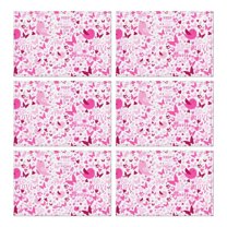 Pink Breast Cancer Summer Placemats Table Placemats Set Of 6-Linen Kitchen Washable Placemats Table Mats 11.8"x17.7" Non-Slip Heat Resistant