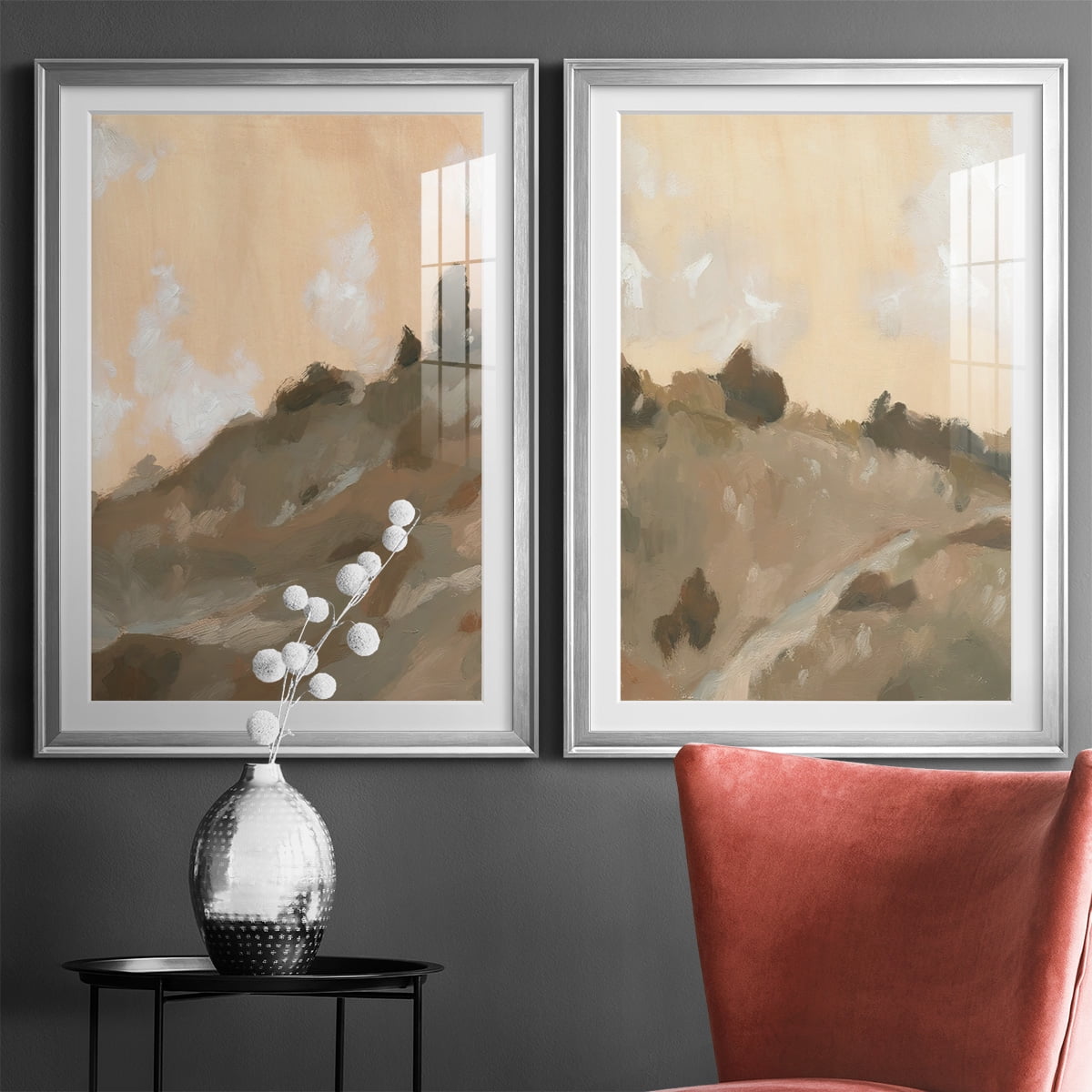 Wexford Home Hillside Walking Path III Premium Framed Print, 30.5" x 42.5" - Ready to Hang, Silver (Set of 2)