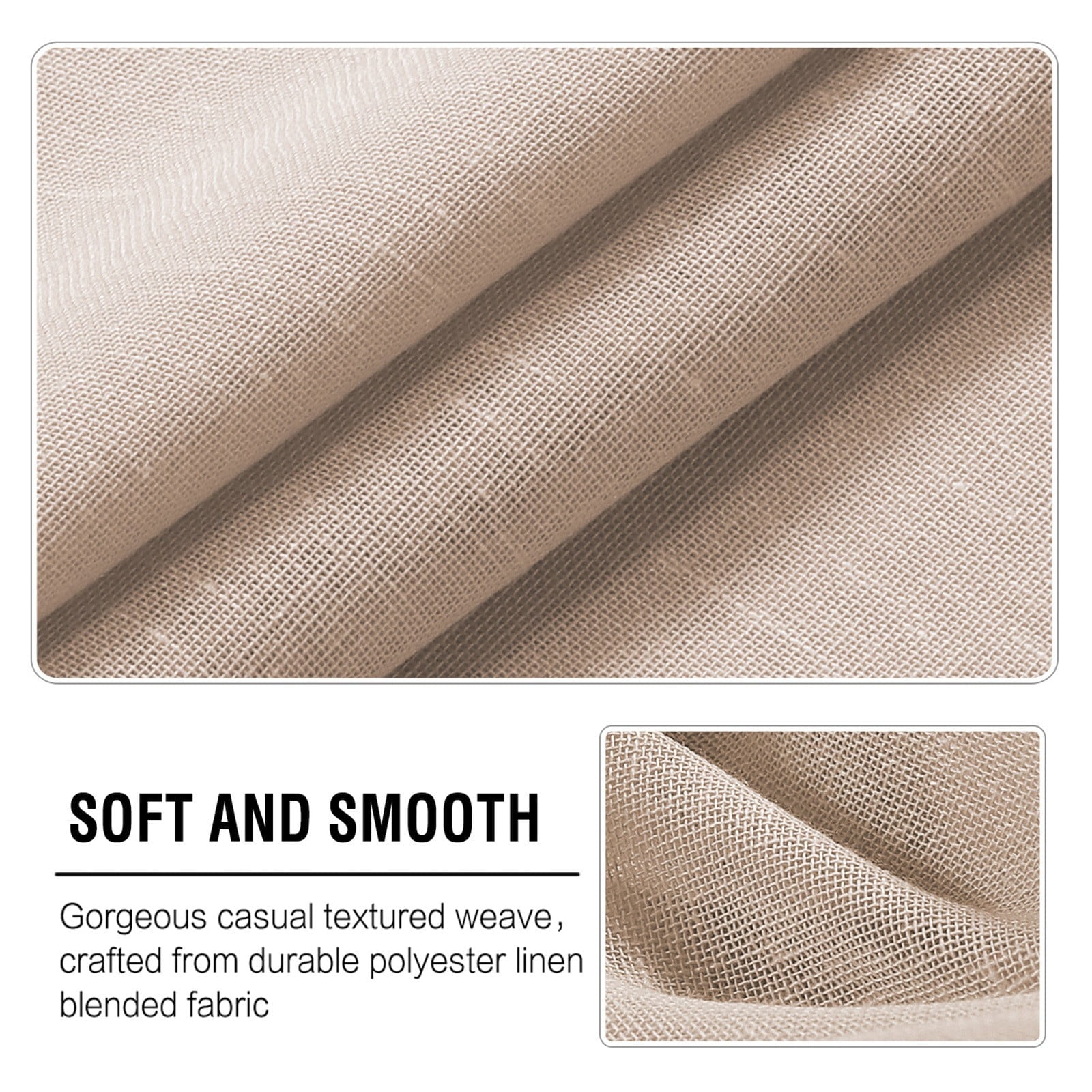 Linen Tulle Curtain 132X160Cm Khaki,2 Curtains,Linen Sheer Curtains 63 Inch Length Semi Sheer Curtains Silver Linen Curtain Panels for Living Room/Bedroom Light Filtering Curtains 2 Panels