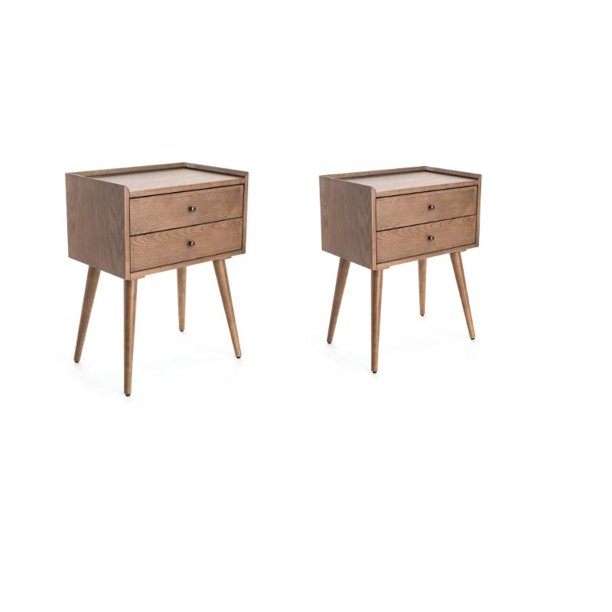 Set Of 2 Side Tables With Two Drawers In Ash Walmart Com Walmart Com