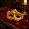 thumbnail image 4 of Gold Venetian Masquerade Masks for Women 7 X 4 Inch Rhinestone Embellished Masquerade Mask for Halloween Party Mardi Gras and Special Event 1 Pack, 4 of 4