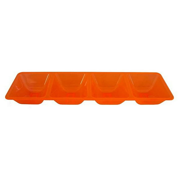 1 - Party Essentials 4 Compartment Rectangular. Tray - Neon Orange