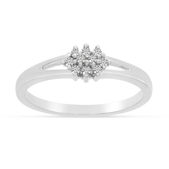 10K White Gold Diamond Cluster Ring