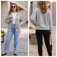 thumbnail image 6 of NAYTOAO Women's Waffle Knit Full Zip Jacket, Lapel Collar Loose Fit Casual Sweatshirt Jacket With Kangaroo Pockets for Fall Daily Sports, 6 of 7
