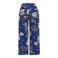 thumbnail image 6 of Women's High Waist Floral Print Jeans, Loose Fit Straight Leg Denim Pants, Stretchy Summer Casual Jeans for Daily Wear, Vacation, Music Festival and Boho Outfits-Blue, 6 of 9