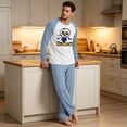 thumbnail image 4 of Raglan Long Sleeve Halloween Pajama Top Matching Straight Leg Sleep Pants Drawstring Elastic Waist Loungewear For Men, 4 of 6