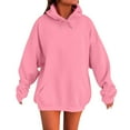 thumbnail image 2 of TQWQT Womens Oversized Pink Hoodie Long Sleeve Solid Color Y2k Hoodies Cute Hooded Pullover Plus Size Pullover Tops with Pockets Pink 3XL, 2 of 5
