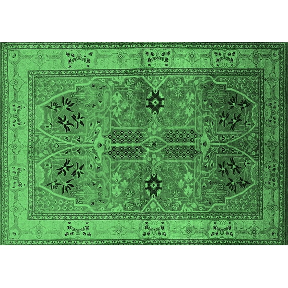 Ahgly Company Indoor Rectangle Oriental Emerald Green Traditional Area Rugs, 2' x 5'