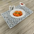 thumbnail image 2 of Ambesonne Grey Place Mats Set of 4, Trellis Art Monochrome Stripes, Standard Size, Purpleblue White, 2 of 5