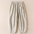 thumbnail image 4 of Lilgiuy Women's Solid Color Casual Elasticated Frenulum Literary And Artistic Revival Flax Harlan Ninth Pants Cotton And Linen Plus Size Pants Petite Classic Allure Fit Proportioned Pant, 4 of 5