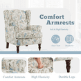 thumbnail image 7 of Hommow Vintage Floral Print Upholstered Armchair, White, with Dark Wood Legs, 7 of 7