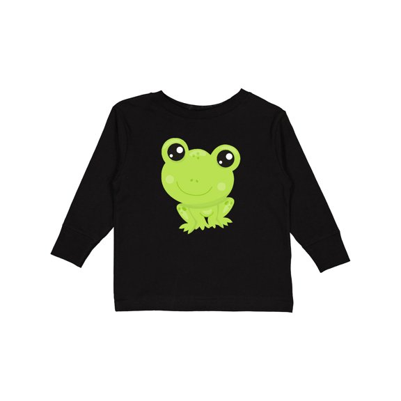 Inktastic Cute Frog, Little Frog, Baby Frog, Green Frog Boys or Girls Long Sleeve Toddler T-Shirt