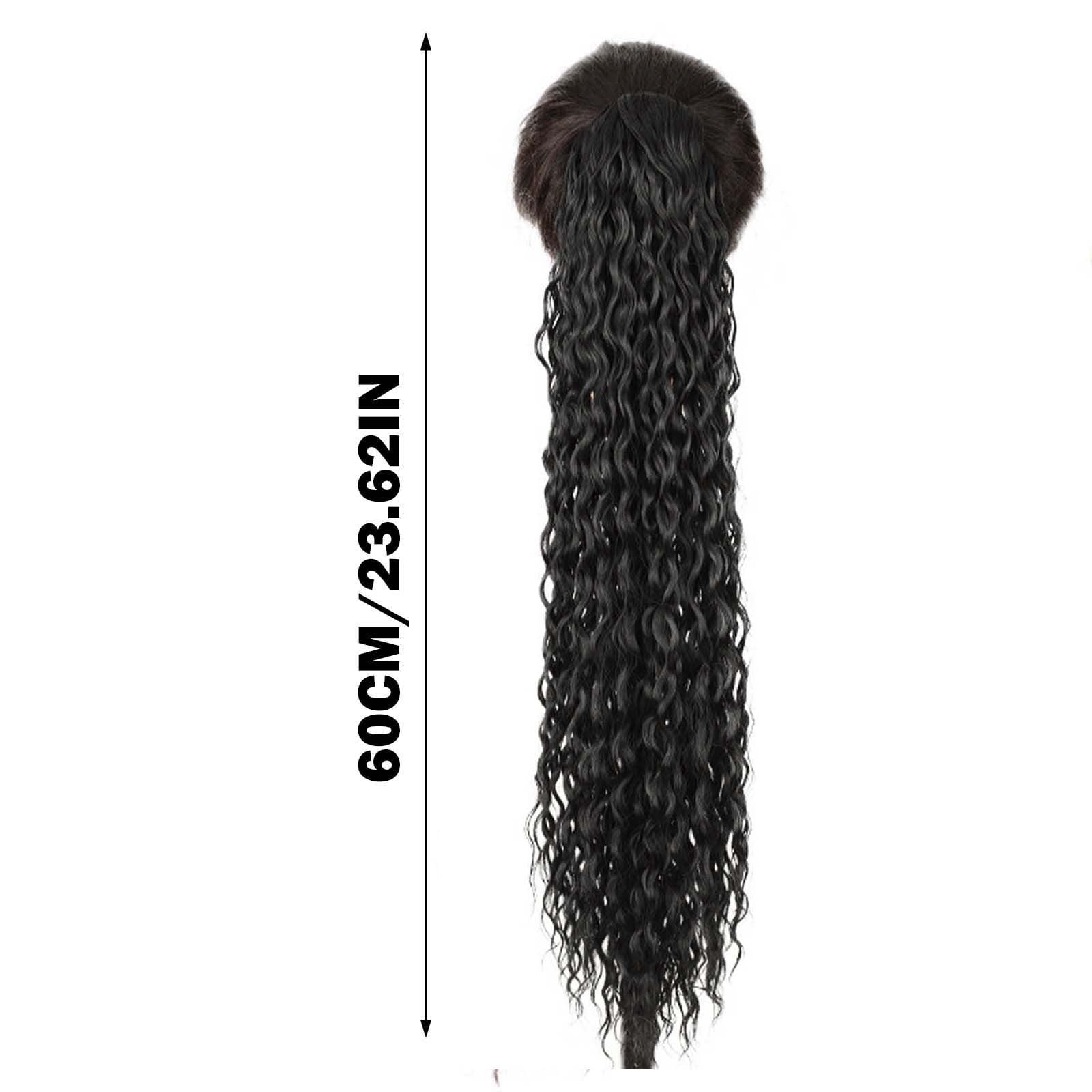 Leatfisat Curly Ponytail Hair Extension Black Curly Heat Resistant Synthetic Instant Clip Drawstring Ponytail Clip In Long Ponytail Hair Extensions Curly For Black Women