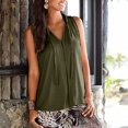 thumbnail image 2 of Blusa sin mangas con cuello en V de color sólido de verano a la moda para mujer Pompotops qwe24562, 2 of 7