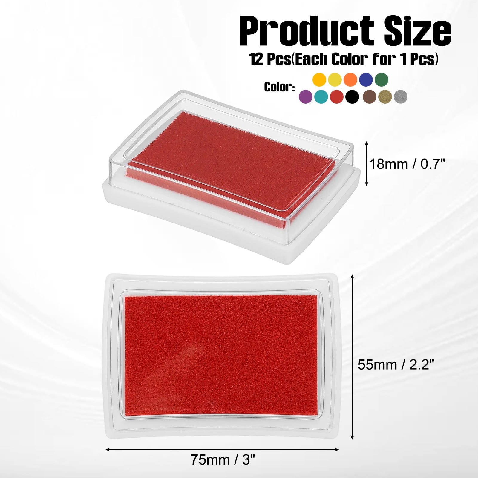 3"x2.2" Craft Ink Pad for Rubber Stamp, 12Pcs Washable Stamp Pad