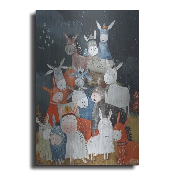 Luxe Metal Art 'Pile Of - Donkeys' by Doron David Metal Wall Art, 12" x 16"