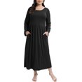 thumbnail image 1 of CZRLHYT Vestidos de talla grande de manga larga para mujer | Vestido largo de talla grande con bolsillos | Vestido floral informal de talla grande, 1 of 4