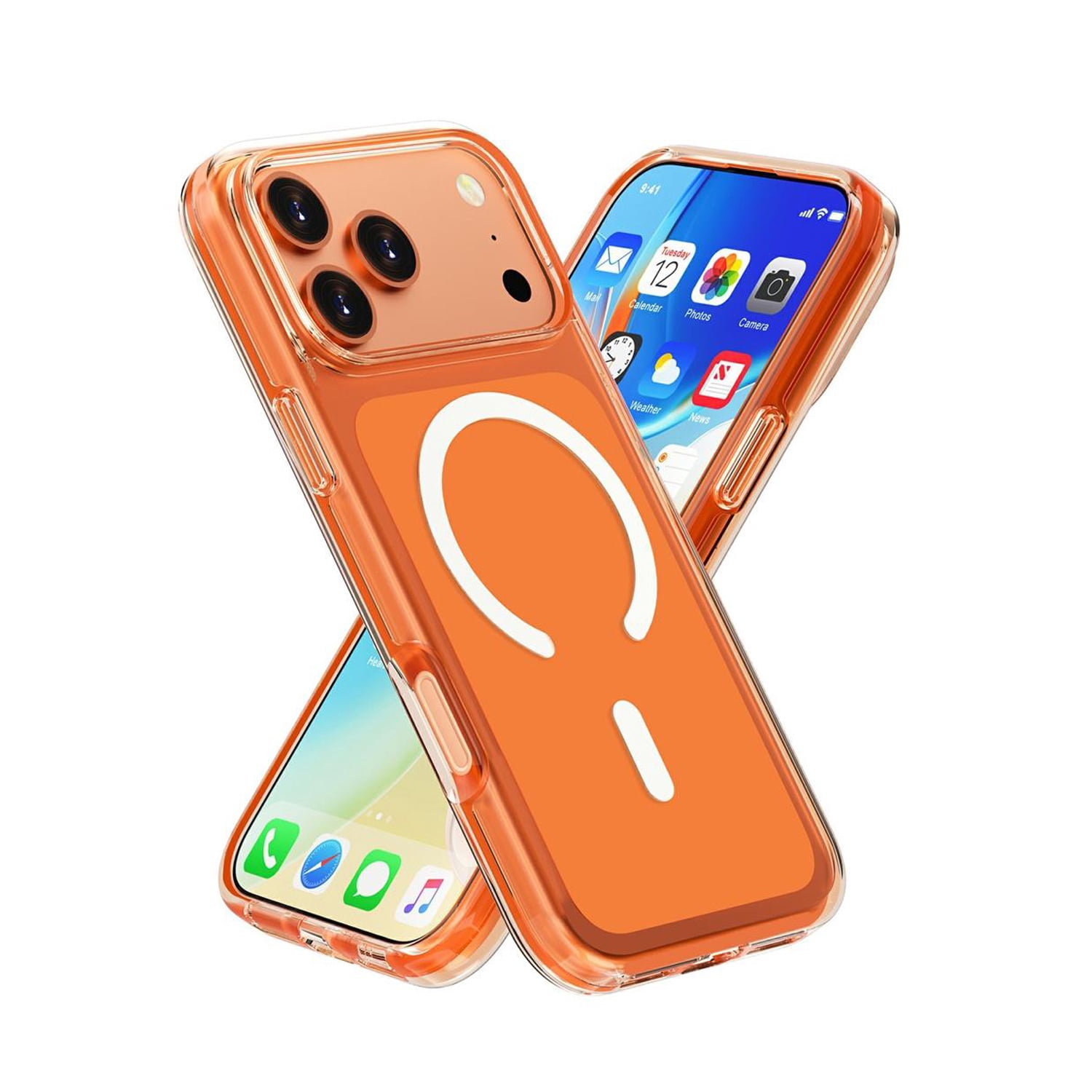 MagSafe-Compatible Transparent Case for iPhone 17 Pro Max - Orange