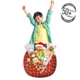 thumbnail image 3 of Christmas Storage Toy Bag Chair, Coniferous Tree of New Year's Eve Line up on Vertical Stripes Green Xmas, Stuffed Animal Organizer Washable Bag, Large Size, Red Green White, by Ambesonne, 3 of 3