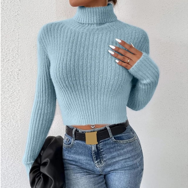 EGNMCR Pull à Col Rond pour Femmes, Pull Décontracté Mode pour Femmes Pull à Manches Longues Col Rond Women Sweater