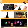 thumbnail image 3 of Decoración de sombrero de bruja de Halloween con cadena de luces LED, paquete de 6 sombreros de bruja iluminados colgantes, decoración de Halloween para jardín, zona exterior, árboles, 3 of 7