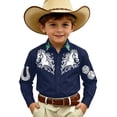 thumbnail image 6 of Toddler Tshirt Kids Western Frontier Button Down Denim Long Sleeve Casual Baby Tees Navy 12-13 Years, 6 of 6