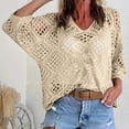thumbnail image 2 of successthop Crochet Sweaters for Women Plus Size Long Sleeve V Neck Tops Pullover Knitwear Winter Casual Clothes Brown, 2 of 6
